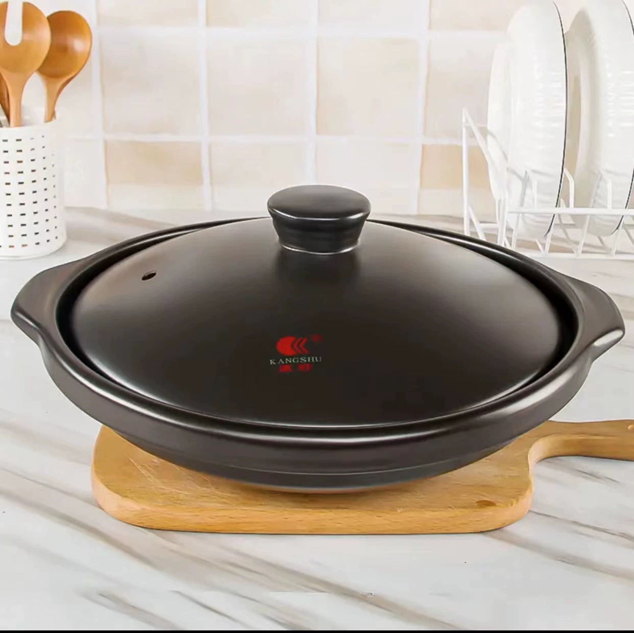 Кан Шу Керамическая Кастрюля Рис Тушеная Горшок Суп Горшок Отель Коммерческая Большая Емкость Специальная Мелкая Кастрюля Рис Тушеная Курица Керамический Горшок