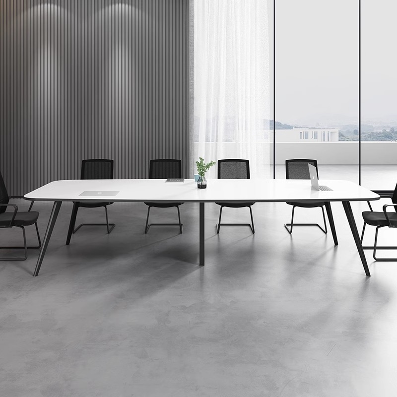 Mesa de reunión de mediana y pequeña mesa larga simple mesa de formación de sala de reuniones moderna mesa larga tipo tablero mesa grande combinación de mesa y silla