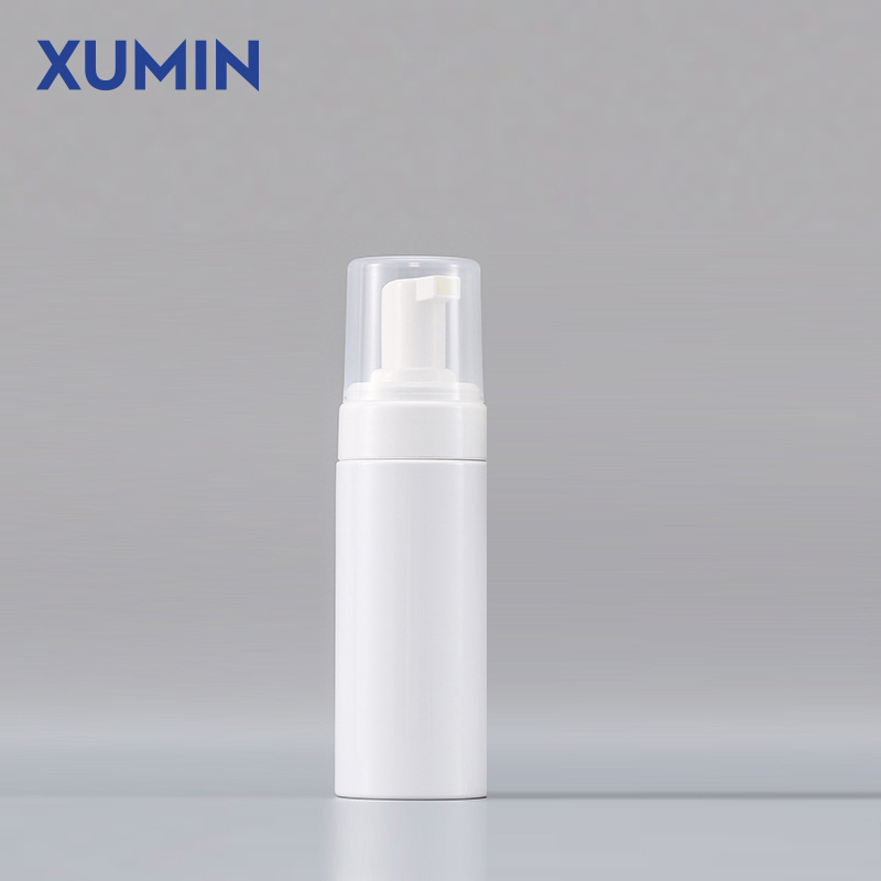 Envases cosméticos en stock, botella de espuma de 100-150 ml, botella dispensadora de PET blanca transparente, botella de plástico vacía.