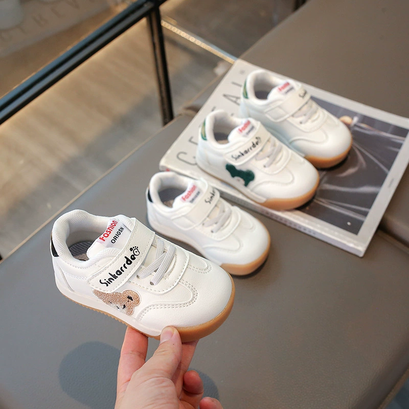 2025 детские маленькие белые туфли для мужчин и женщин, детские туфли, милые весенние и осенние новые маленькие белые туфли, удобные нескользящие туфли, оптовая продажа