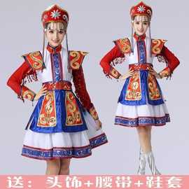 新款蒙古族大裙摆舞蹈演出服女装内蒙古大草原民族舞表演服装短裙