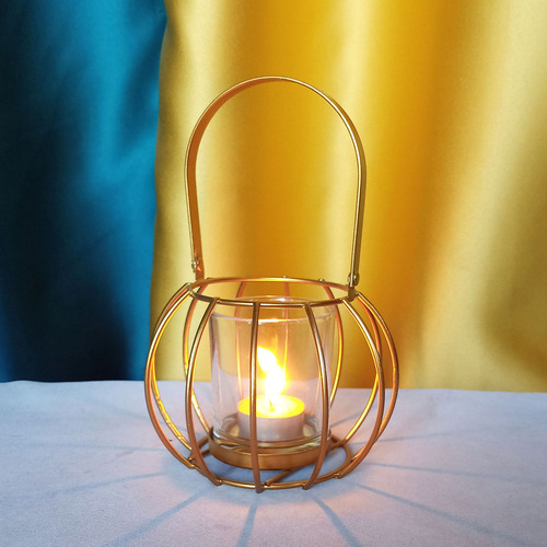 Factory direct sales cross-border Nordic style creative iron wire candle holder wrought iron fruit basket golden wrought iron candle holder home accessories