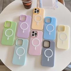 マカロンソリッドカラー磁気吸引 Apple 16 携帯電話ケースキャンディーカラー 15 シンプル 17 携帯電話ケースソフトシェルツーインワン