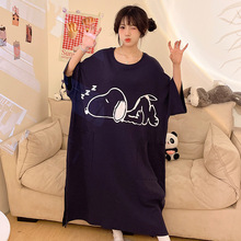 实体店现货2026新款女生睡裙短袖棉质卡通可爱夏季薄款大码家居服