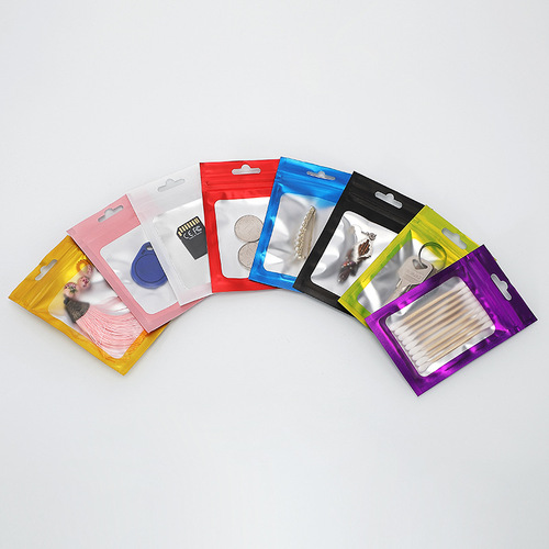 Colored aluminum foil window bone bag frosted yin and yang ziplock bag mobile phone case plastic bag jewelry fishing gear accessories packaging bag