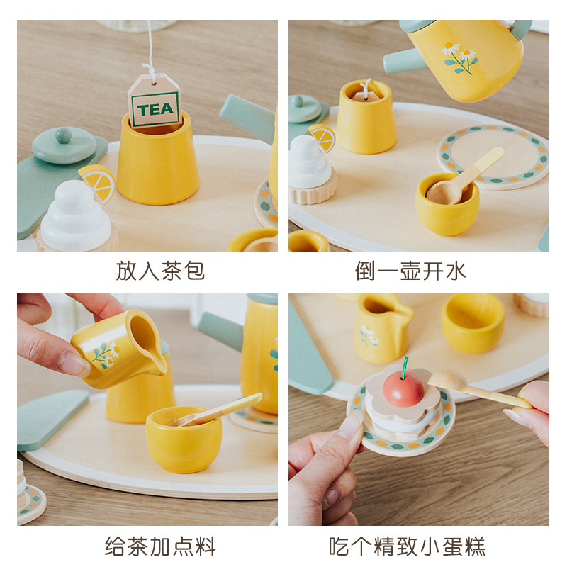 Simulación de los niños Juego casa té postre juego kindergarten juego rol madera educación temprana Juguetes