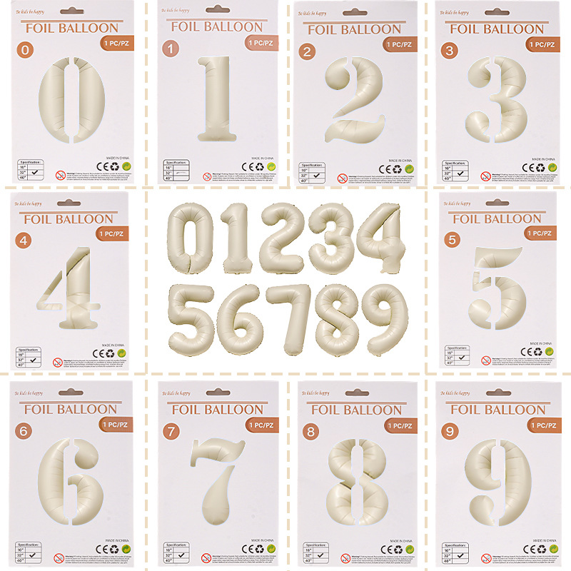 Globo digital flotante de aluminio de 32 pulgadas, empaque de lujo independiente con tarjeta, cuerpo delgado, decoración para fiesta de cumpleaños