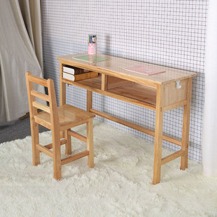 All Solid Wood Double Desks and Chairs Installation-free for Primary and Secondary Schools Household Simple Training Writing Desk Old-fashioned Wooden Table Factory Sale