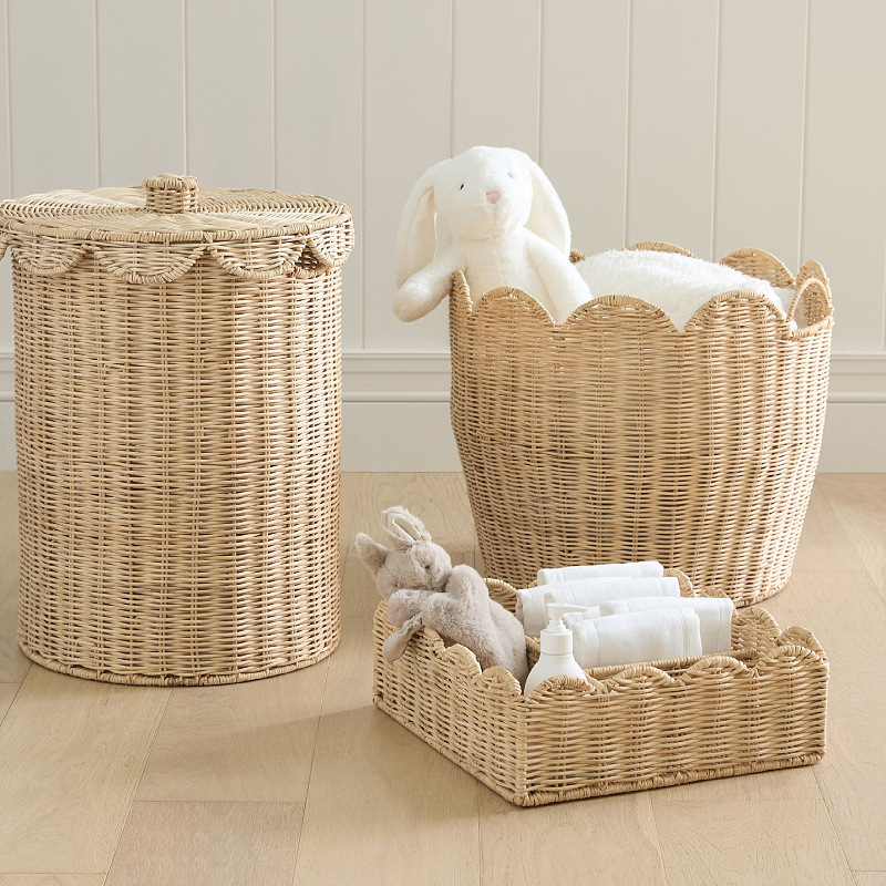 Cesta de almacenamiento de tejido de caña real de gran capacidad de escritorio cosméticos de gran capacidad de almacenamiento de cestas de comida de cocina