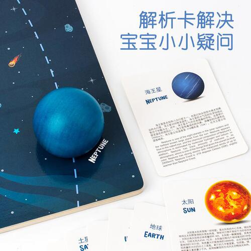 Children's Montessori early education wooden toys eight planets educational puzzles for babies to learn about the planets of the universe and solar system