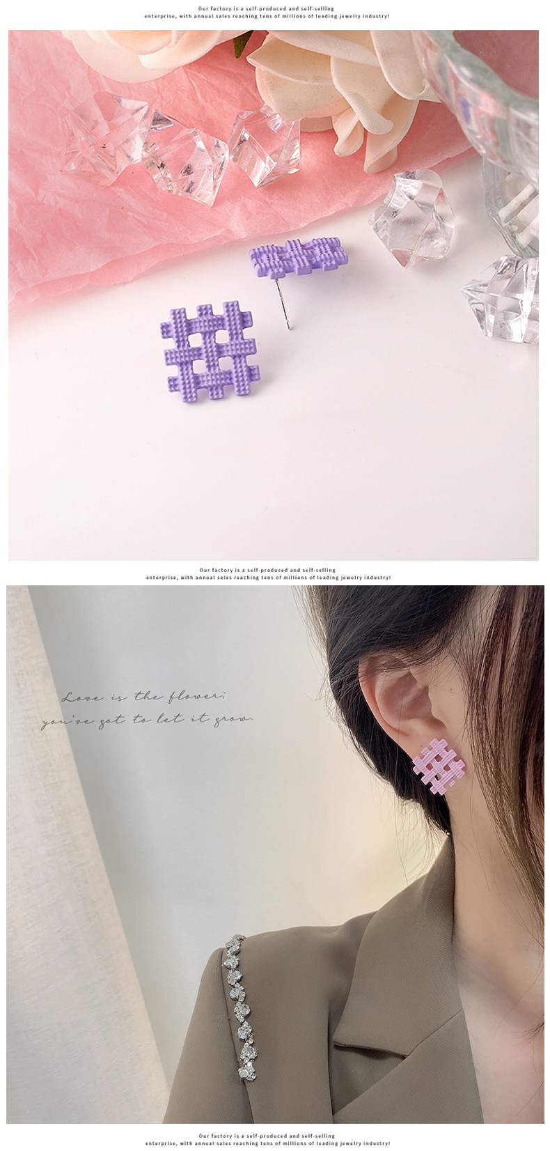 1 Pair Sweet Lattice Alloy Women's Ear Studs display picture 4