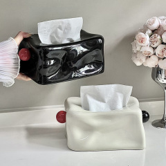 Glacial Color Ice Paper Napkin Box Living Room High-end Refined Ceramic Tissue Box Home Napkin Storage Box Creative Tissue Box