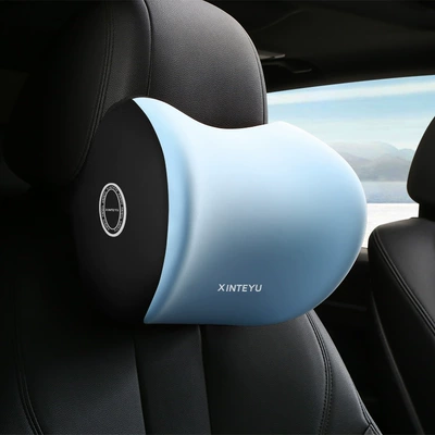 Car Cushion Driving Seat Backrest Waist support - blue-headrest