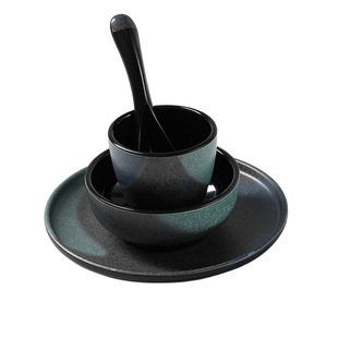 Four-piece set of melamine imitation porcelain high-end tableware set of hot pot restaurant hotel special plastic spoon Cup dish set