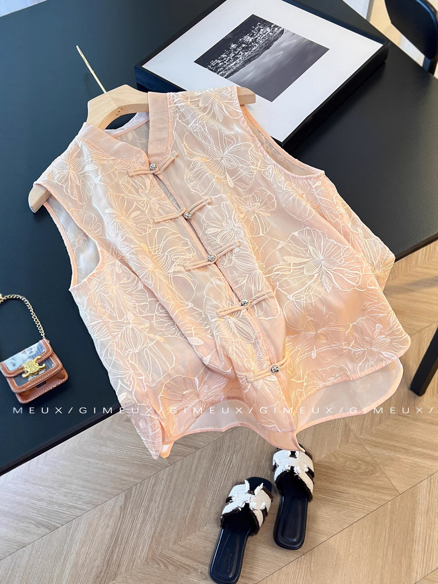 New Chinese Style National Style Vest Jacket for Women 2025 New Summer Thin Heavy Embroidery Sleeveless Outerwear Top
