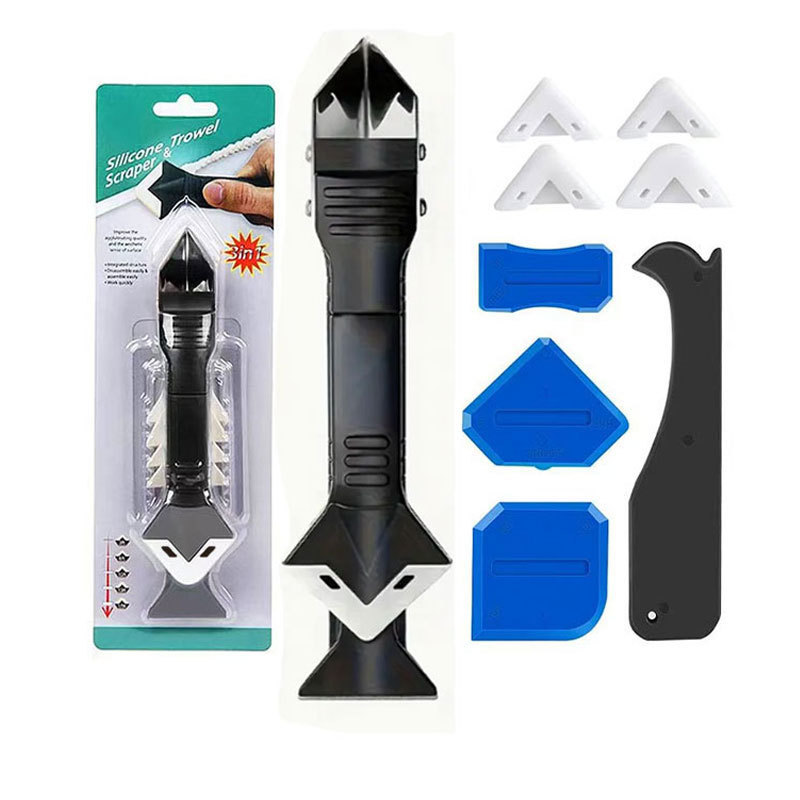Cross-border 3-in-1 silicone curing caulking tool stainless steel head sealant cleaner Grout scraper scraper