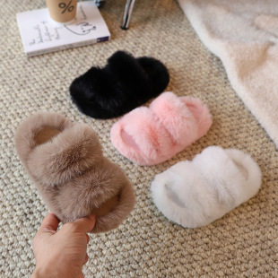 Plush Slippers Parent-Child 2024 Autumn and Winter New Children's Cute Thickened Non-Slip Warm Home Outfit Mother-Daughter Cotton Slippers