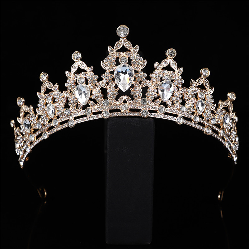 European and American Bridal Jewelry Luxury Rhinestone Headband Headdress Accessories Gemstone Bridal Crown Birthday Party Wedding Prom