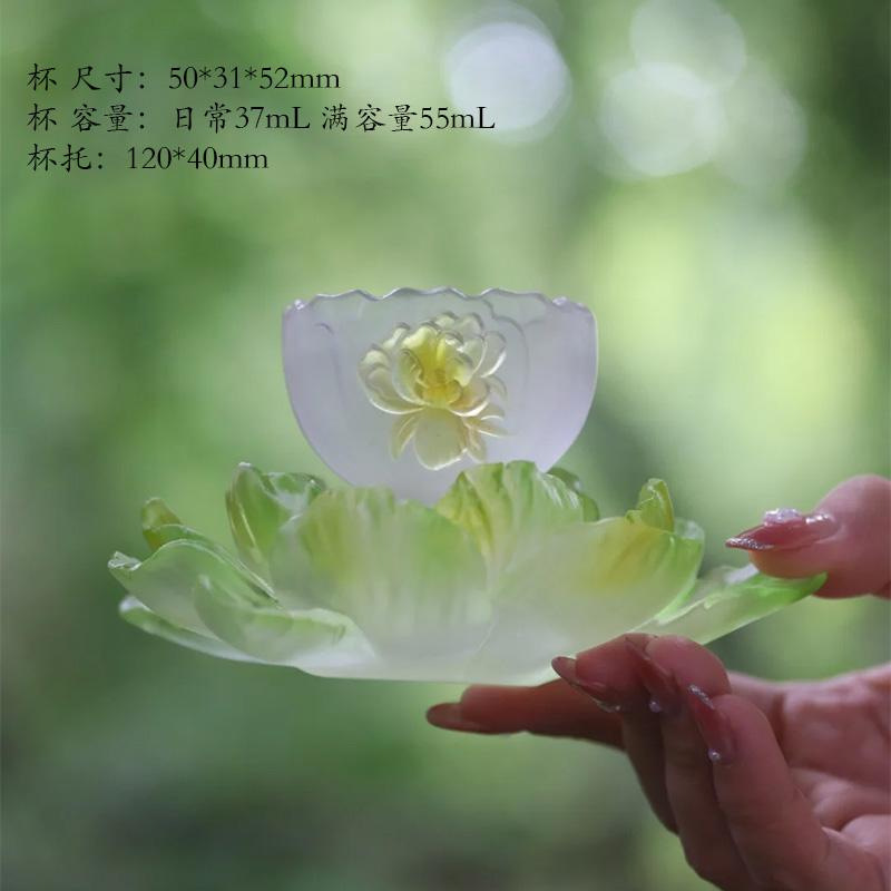 Dongmei 十二花神コースターギフトボックス古代ガラスティーセットティーカップ絶妙なデスクトップ装飾品ティールームギフト|undefined
