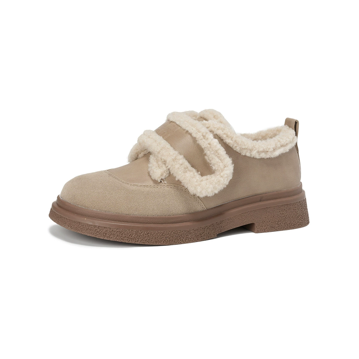 Женские зимние лоферы из замши на липучке, верх suede, корейский стиль