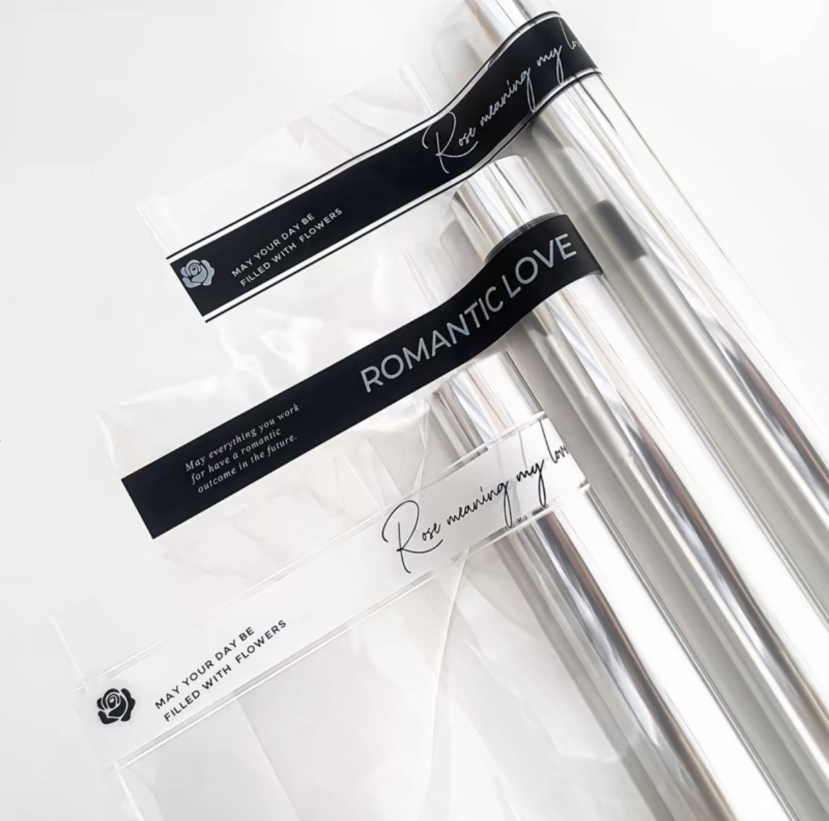 Li Zhi Ran en línea romántico inglésopp impermeable simple papel de vidrio paquete de flores paquete de papel de flores