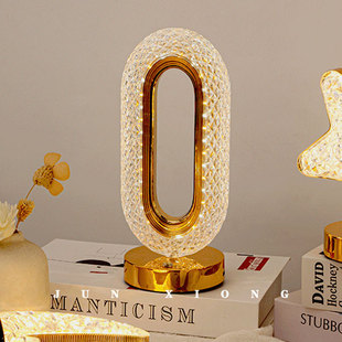 Crystal Table Lamp Star-Eye Oval Atmosphere Lamp Decorative Lamp Runway Night Light Bedroom Bedside Lamp Led Dimmable