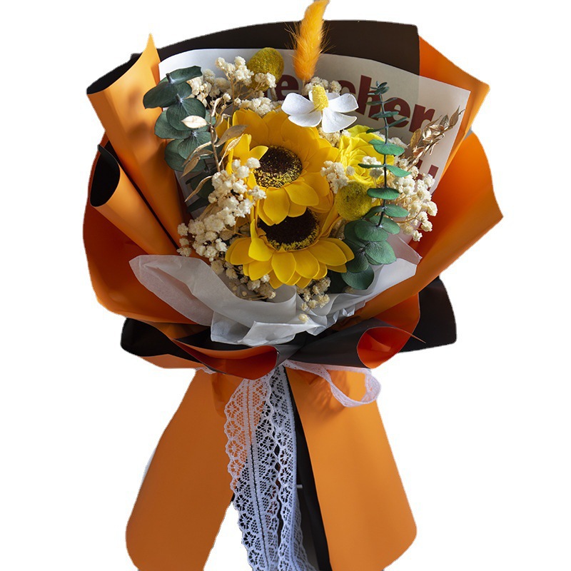 Flores eternas de Yunnan, girasoles, rosas, flores reales, Día del Maestro, temporada de graduación, regalo para profesores y compañeros de clase, ramos hechos a mano de alta gama