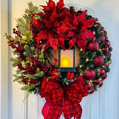 2024クリスマス花輪独立駅アマゾンイエスクリスマスランプ紅花クロスボーダー装飾ドア掛けアクセサリー
