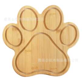 新款实木猫爪造型托盘竹木家用披萨面包餐盘儿童水果辅食托盘