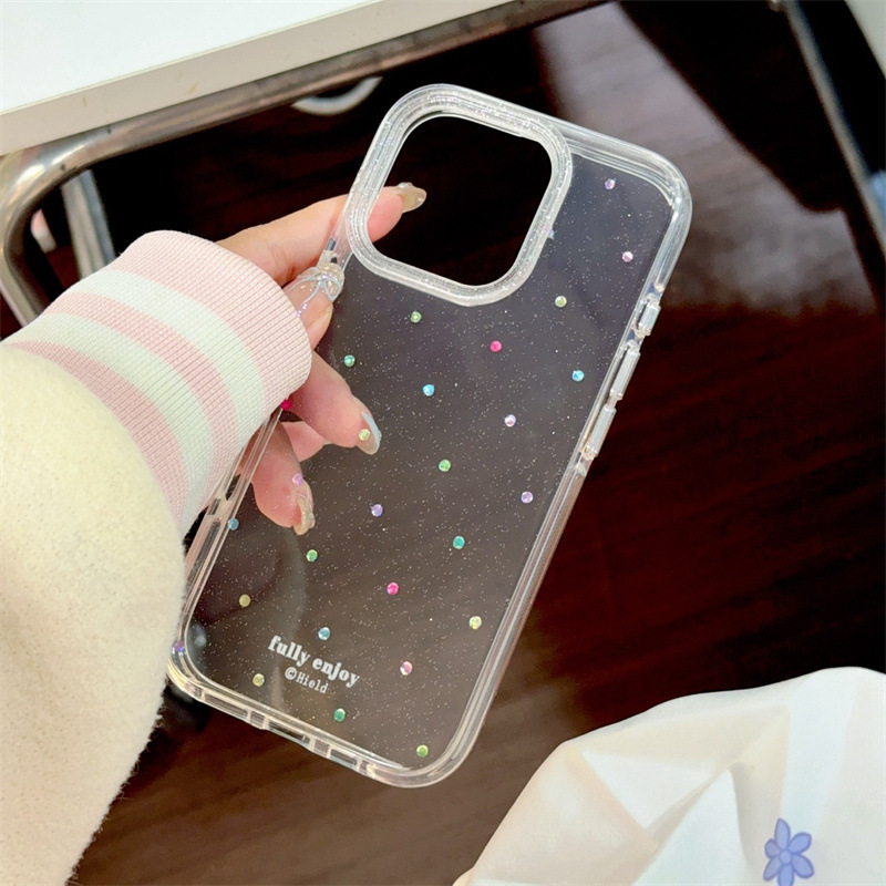 Simple ins fino flash amor lunares apta para iphone16ProMax pulsera 14 Apple 15P funda para teléfono móvil 13 mujer