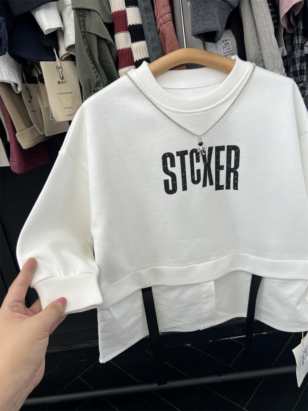 American hip-hop style autumn boys' letter  two-piece spliced shirt hoodie children's hooligan handsome street dance_voghion.com