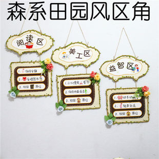 Kindergarten Entry Card Material Sign-in Kindergarten Area Signs Signs Creative Zone Corner Hanging Decoration