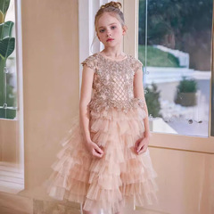 Child Flower Girl Evening Gown, Princess Dress for Girls, Children's Train Wedding Dress, Ballroom Host Show Birthday Piano Performance Costume
