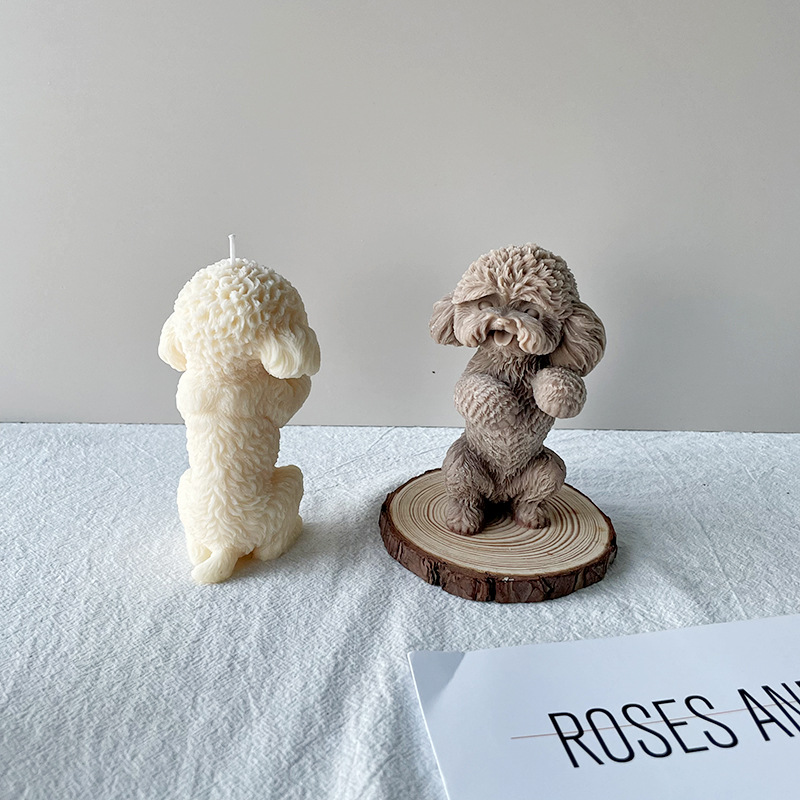 Teddy Puppy vela molde de silicona caniche aromaterapia fragante piedra jabón herramienta de molienda DIY Teddy molde de yeso