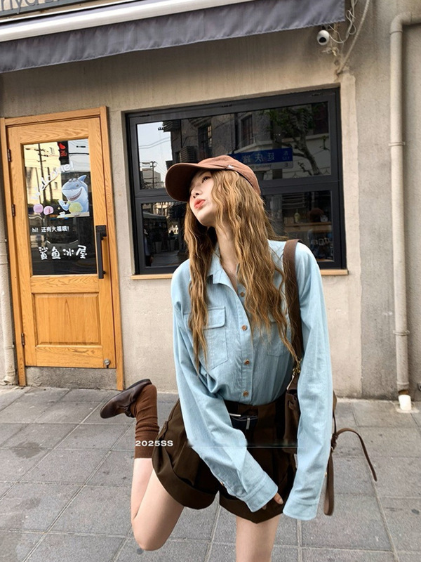 夏新款穿搭防晒极简老钱风天丝亚麻衬衣女高腰短裤套装女|undefined