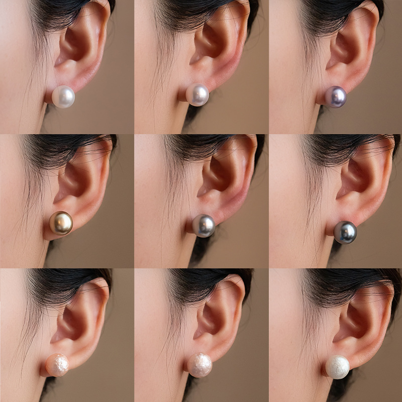 2025新款925银珍珠耳钉超大轻奢高级气质耳饰养耳洞通勤百搭耳环