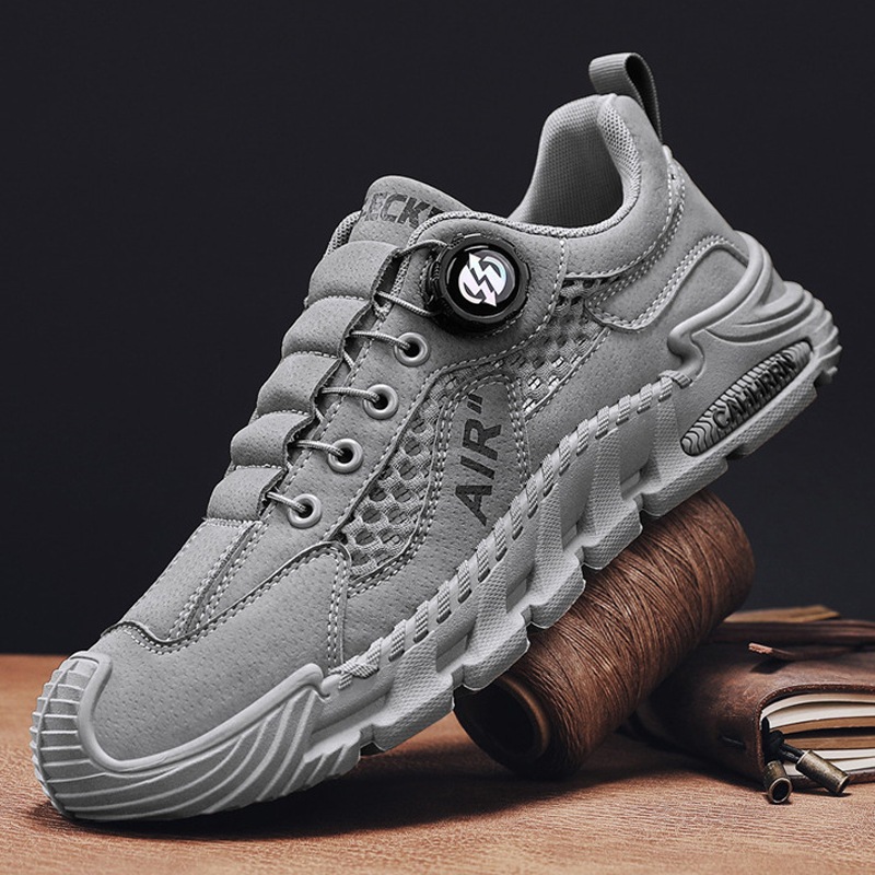 Zapatos de hombre Verano 2025 Calzado casual deportivo de red grande hueco Zapatos de moda de malla transpirable para hombre Botones giratorios para hombre