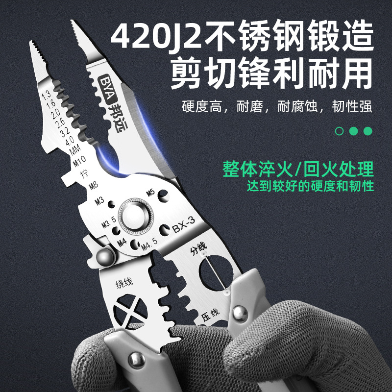 Fábrica directa multifuncional de acero inoxidable abrazaderas de alambre BX - 3 de alta calidad 21 en uno nuevo tipo de electricista especial abrazaderas de alambre