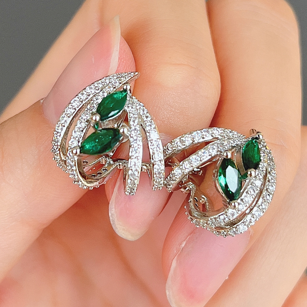 Geometric Zircon Gemstone Drop Earrings For Women Elegant Style_voghion.com