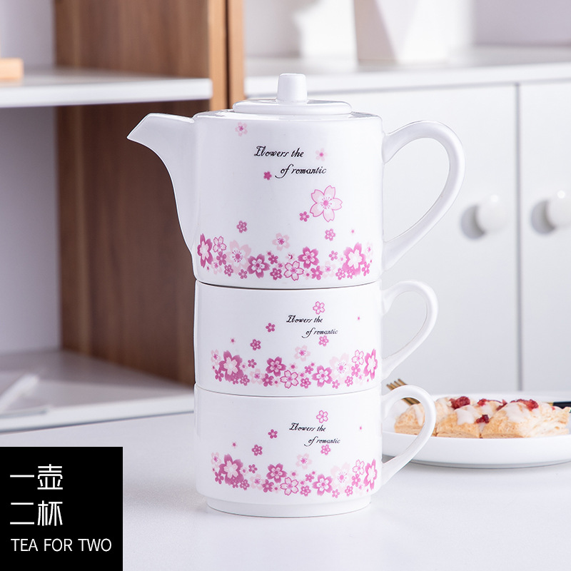 Traje de tetera de flor de cerámica nórdica té de la tarde resistente al calor té de la flor de la fruta tetera flor juego de té con filtro neto