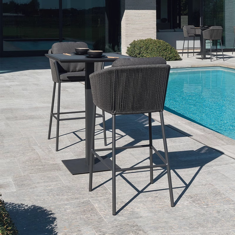 Silla de bar nórdica al aire libre patio al aire libre silla de ratán mesa y silla taburete de jardín balcón silla de bar de ocio cuerda