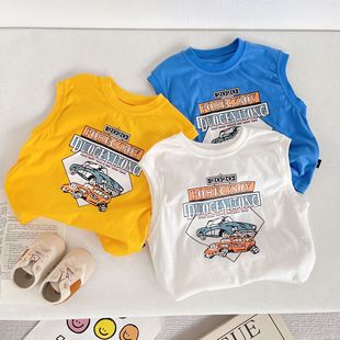 Children's Wear Boys' Cartoon Vest 2023 Summer New Korean Style Children's Baby Cotton Sleeveless Vest T-Shirt