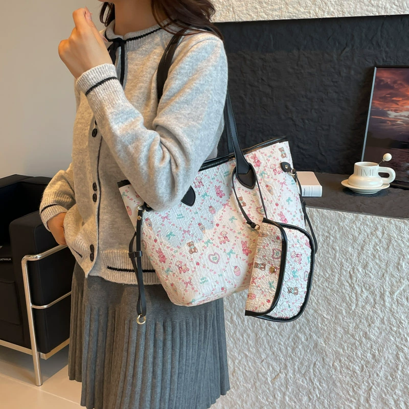 Handheld autumn organizer bag, capacious set, one-shoulder bag