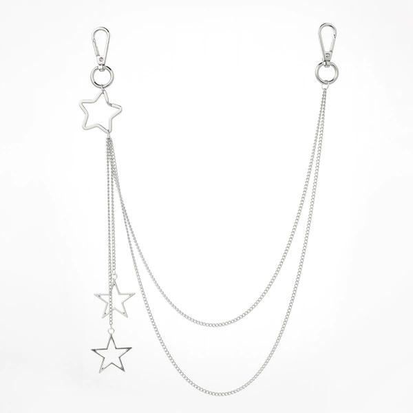 1 silver chain hollow star trouser chain