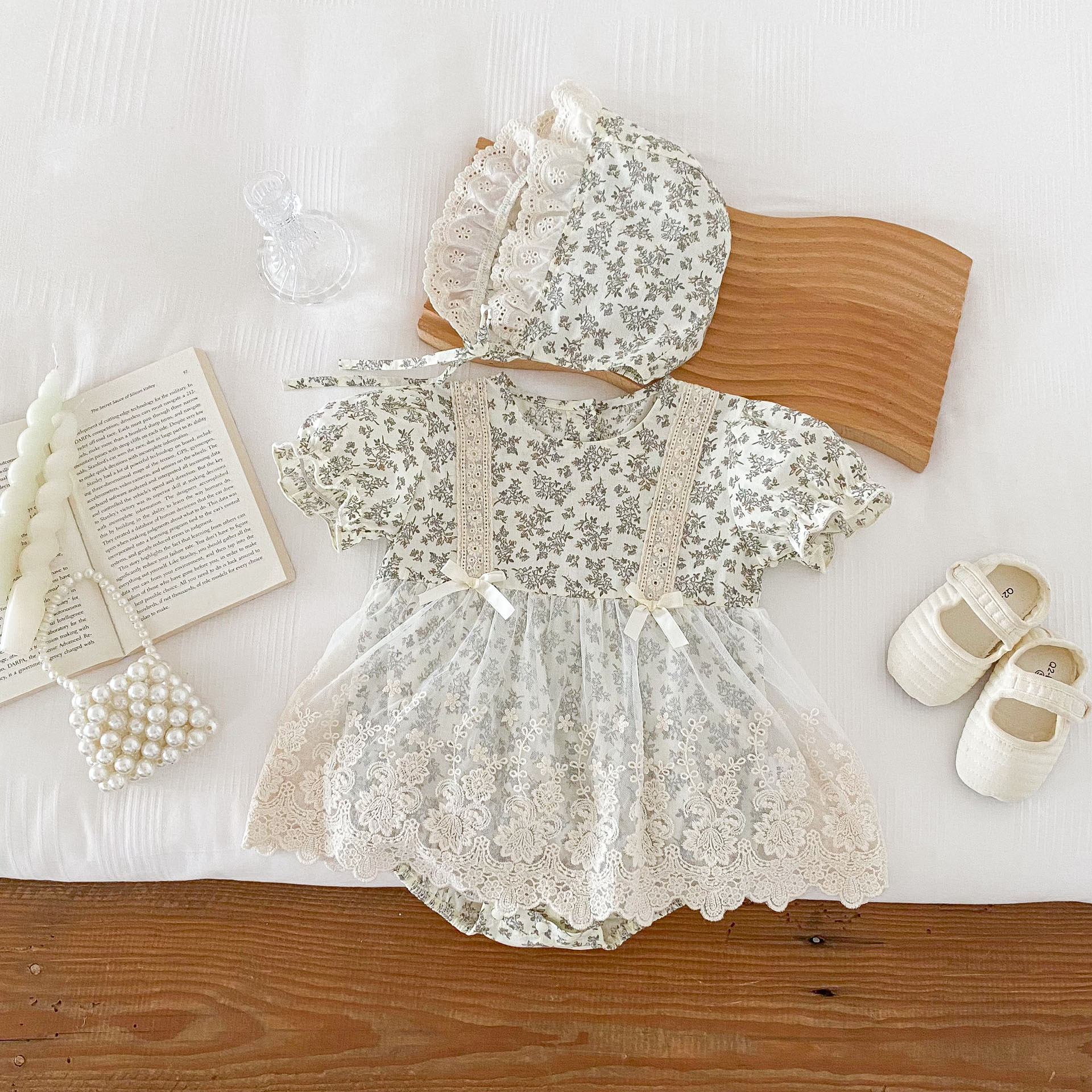 132g Weight Romper Children's Clothing Type Cotton, Lace Fabric Type Bodysuits Tops Type Baby(0-2Years) Age Group Regular Fit Fit Type Bag, Flower Pattern Summer Season Women's, Baby Girl'S Gender Elegant Style Elegant Bag Flower Cotton Lace Baby Rompers 5