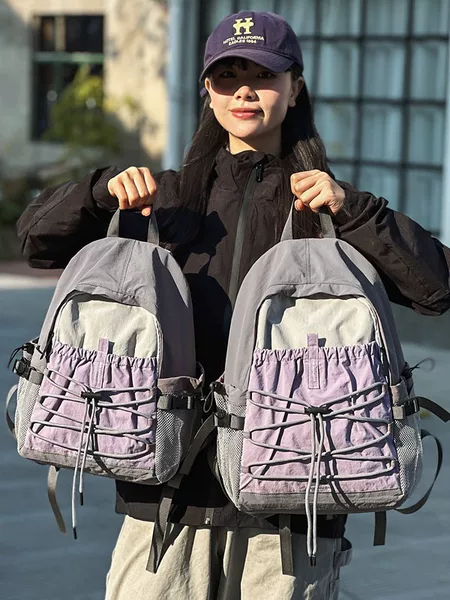 Outdoor Sports Backpack 2026 New Style Color-Blocking Hiking and Mountaineering Bag Mountain-Style Drawstring Casual Backpack Wholesale