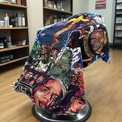 理发店发廊专用围布常规版卡通版喷绘板高档美发围布不易沾发印花