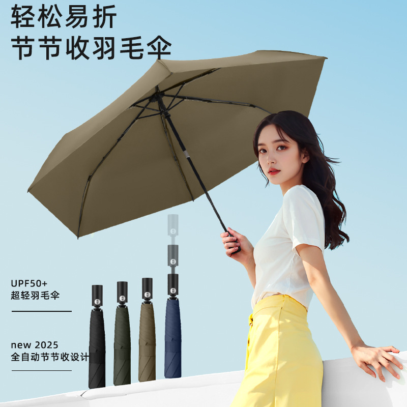 超轻伞轻松易折节节收羽毛伞轻量记忆三折伞防晒遮阳太阳伞羽毛伞