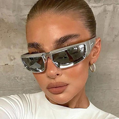 跨境Y2K未來科技感太陽鏡 酷炫朋克風嘻哈眼鏡男女潮搭凹造型墨鏡