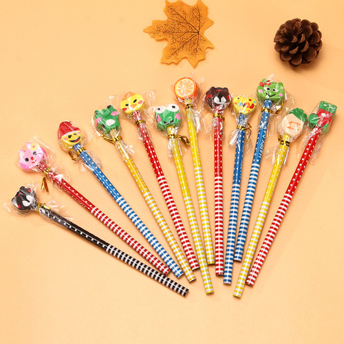 Pencil for children's study supplies, primary school awards, gifts, HB creative, cute cartoon, with eraser, stationery wholesale